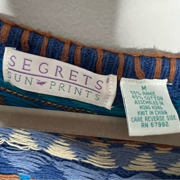 Vintage Secrets Sun Prints Western Patterned Button Front Sweater Vest Medium - Picture 5 of 5